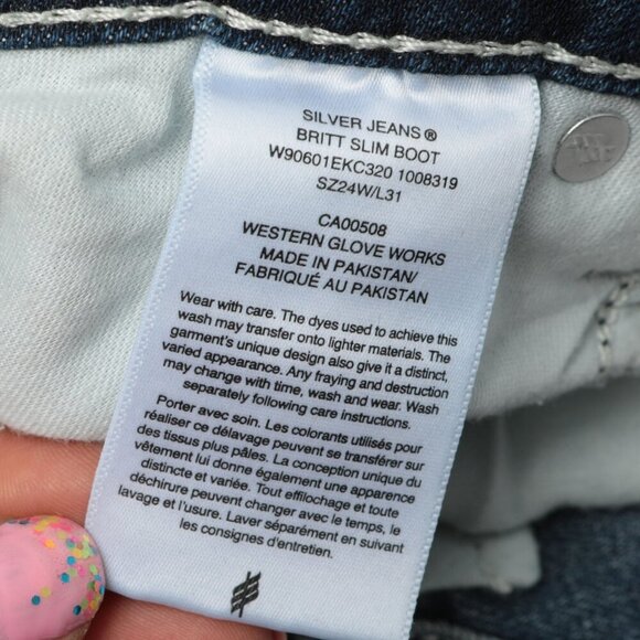 Silver Britt Low Rise Curvy Slim Bootcut Jeans Indigo Denim Stretch Sz 24 NEW - Picture 7 of 12